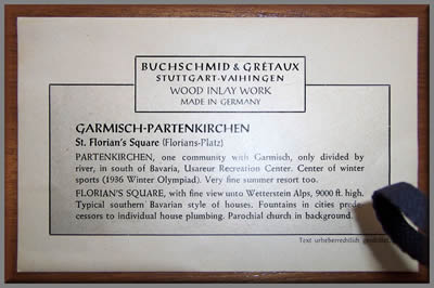 Label from rear of another B & G picture