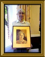 Photo: Eddie with his portrait of the late Queen Mother