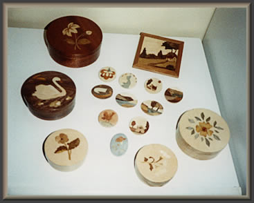 Applied Marquetry items by Doreen Marsh