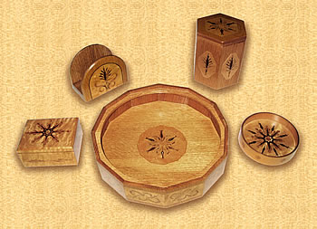 Collection of marquetry pieces